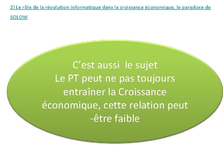 2) Le rôle de la révolution informatique dans la croissance économique, le paradoxe de