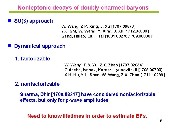 Nonleptonic decays of doubly charmed baryons n SU(3) approach W. Wang, Z. P. Xing,