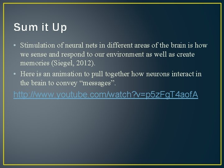 Sum it Up • Stimulation of neural nets in different areas of the brain