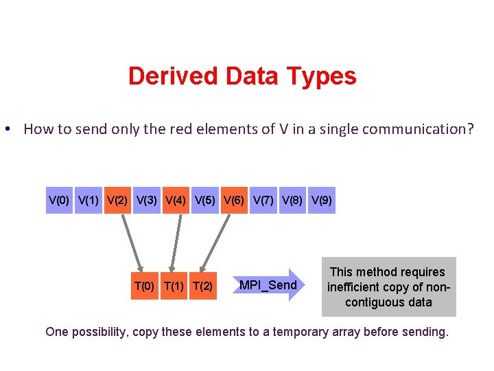 Derived Data Types • How to send only the red elements of V in