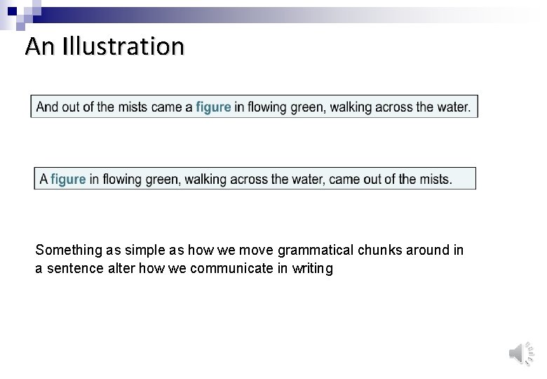 An Illustration Something as simple as how we move grammatical chunks around in a