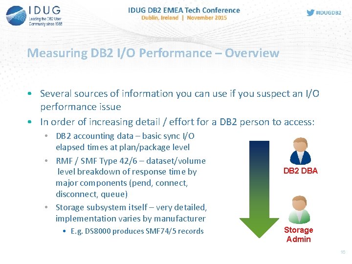 Measuring DB 2 I/O Performance – Overview • Several sources of information you can