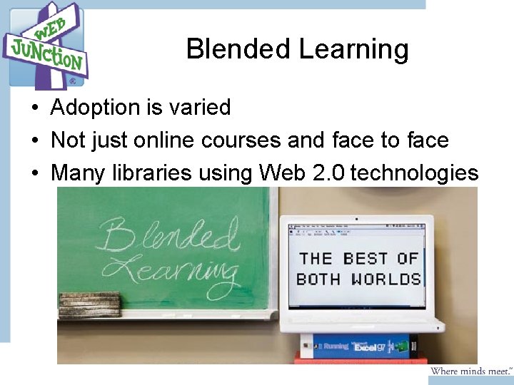 Blended Learning • Adoption is varied • Not just online courses and face to