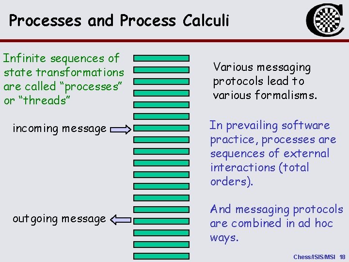 Processes and Process Calculi Infinite sequences of state transformations are called “processes” or “threads”