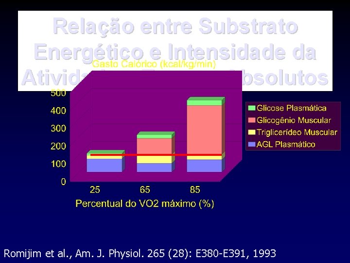 Relação entre Substrato Energético e Intensidade da Atividade – Termos Absolutos Romijim et al.