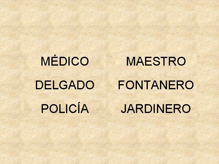 MÉDICO MAESTRO DELGADO FONTANERO POLICÍA JARDINERO 