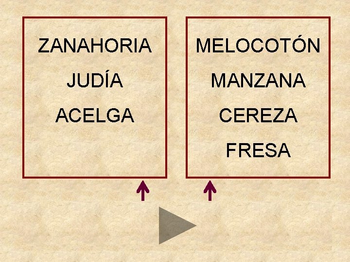 ZANAHORIA MELOCOTÓN JUDÍA MANZANA ACELGA CEREZA FRESA 