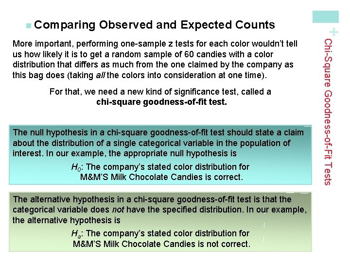 Observed and Expected Counts For that, we need a new kind of significance test,