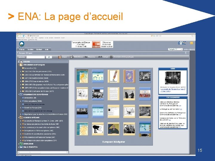 > ENA: La page d’accueil 15 