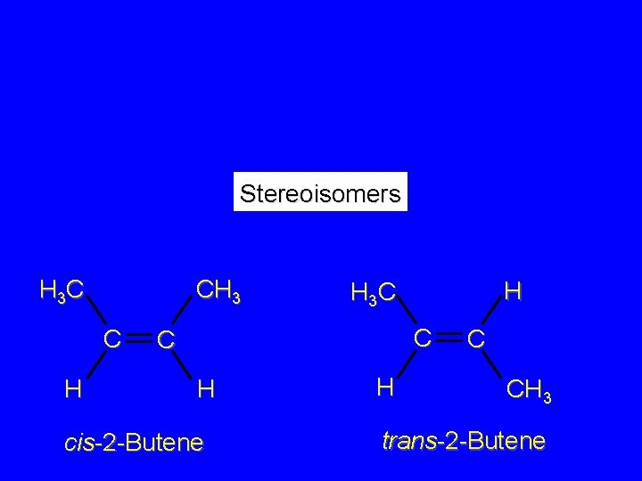 Stereoisomers H 3 C CH 3 C H H H 3 C C C