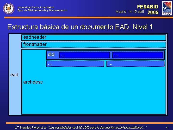 FESABID Madrid, 14 -15 abril 2005 Universidad Carlos III de Madrid Dpto. de Biblioteconomía