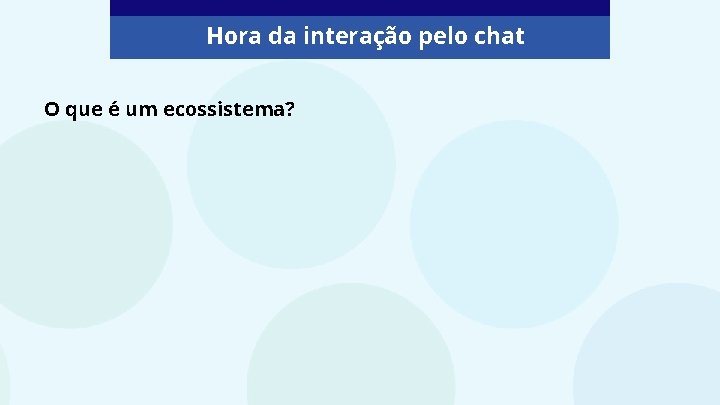 Hora da interação pelo chat O que é um ecossistema? 