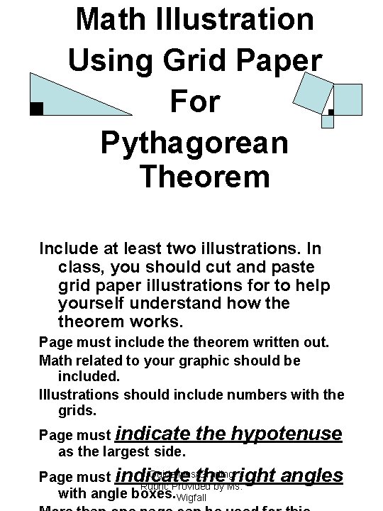 Math Illustration Using Grid Paper For Pythagorean Theorem Include at least two illustrations. In