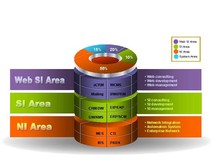  e. Biz Solutions & Service Web SI Area 15% SI Area 20% NI