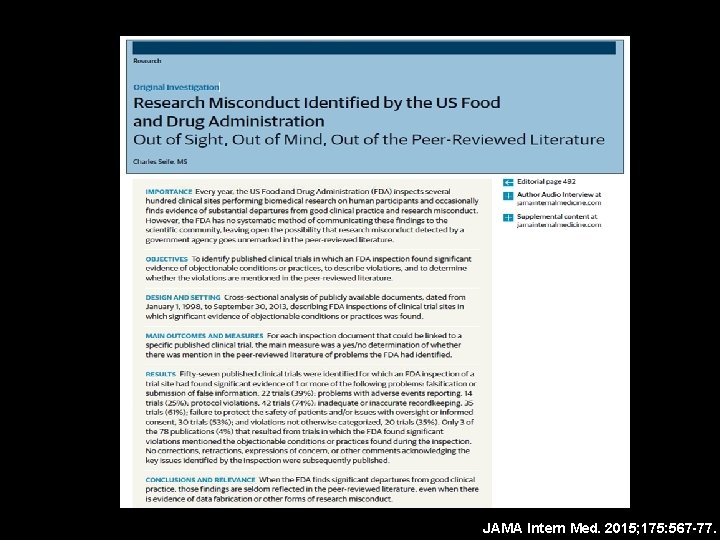 JAMA Intern Med. 2015; 175: 567 -77. 