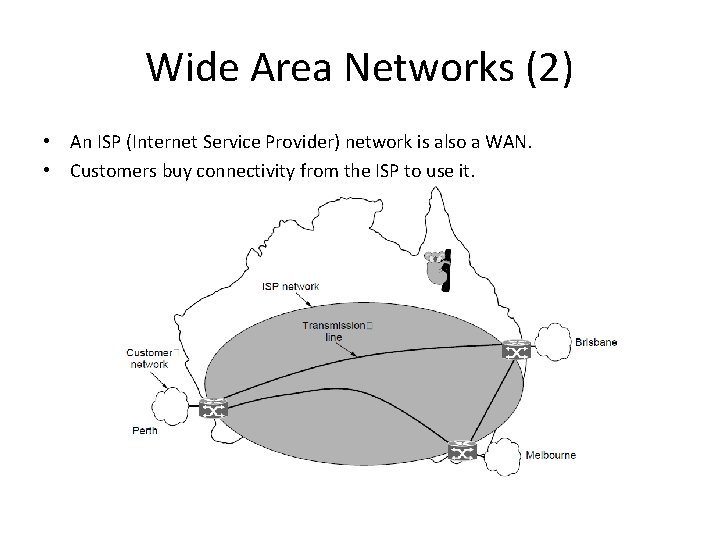 Wide Area Networks (2) • An ISP (Internet Service Provider) network is also a