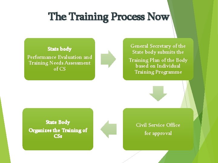 The Training Process Now State body Performance Evaluation and Training Needs Assessment of CS