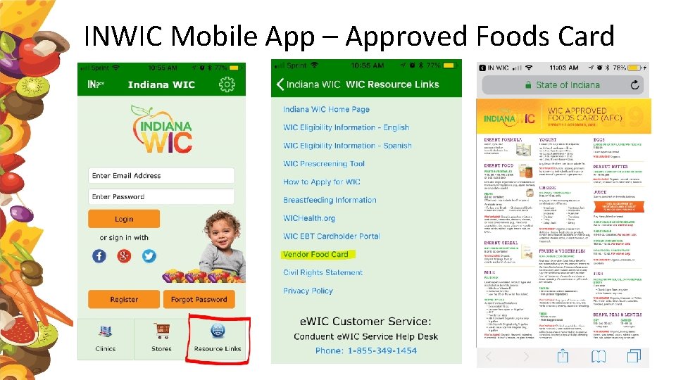 INWIC Mobile App – Approved Foods Card 