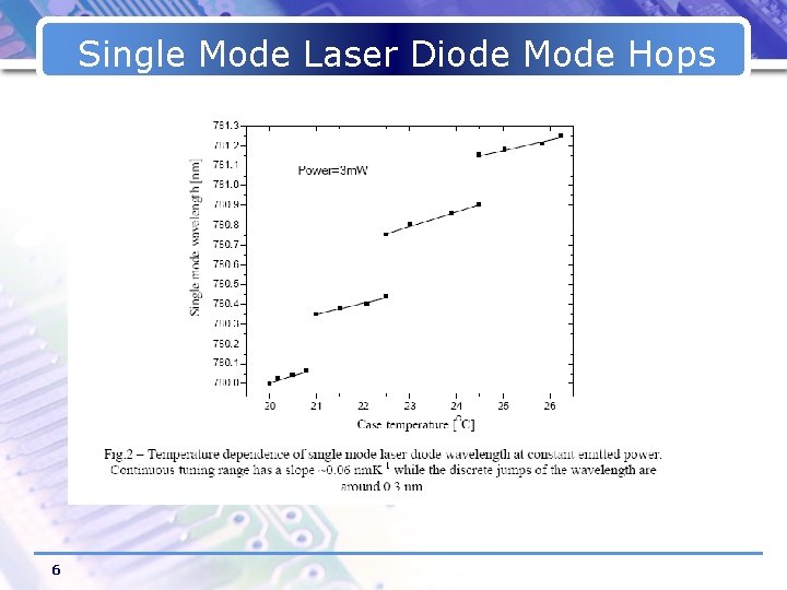 Single Mode Laser Diode Mode Hops 6 