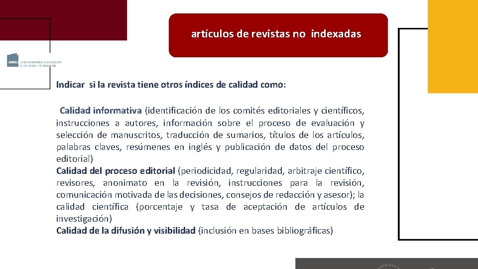 deindexadas revistas no artículos de revistas conindexadas índices de calidad relativos Indicar si la