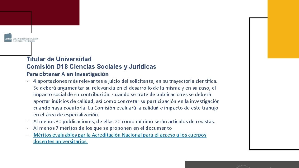 Titular de Universidad Comisión D 18 Ciencias Sociales y Jurídicas Para obtener A en