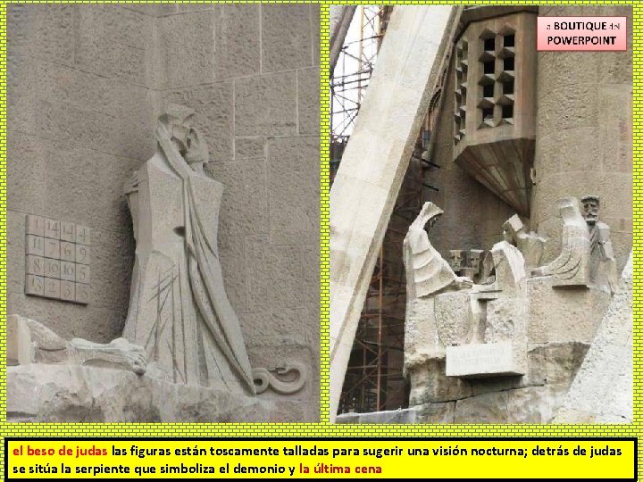 el beso de judas las figuras están toscamente talladas para sugerir una visión nocturna;