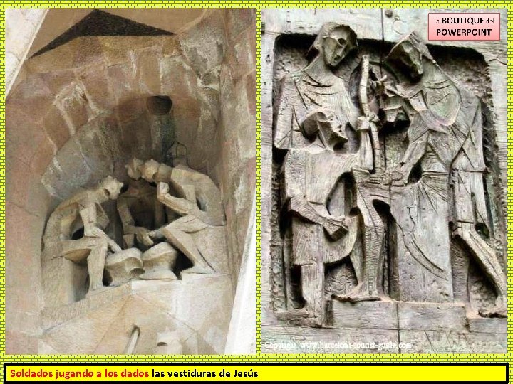 Soldados jugando a los dados las vestiduras de Jesús 
