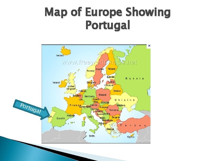 Map of Europe Showing Portugal Por tug al 