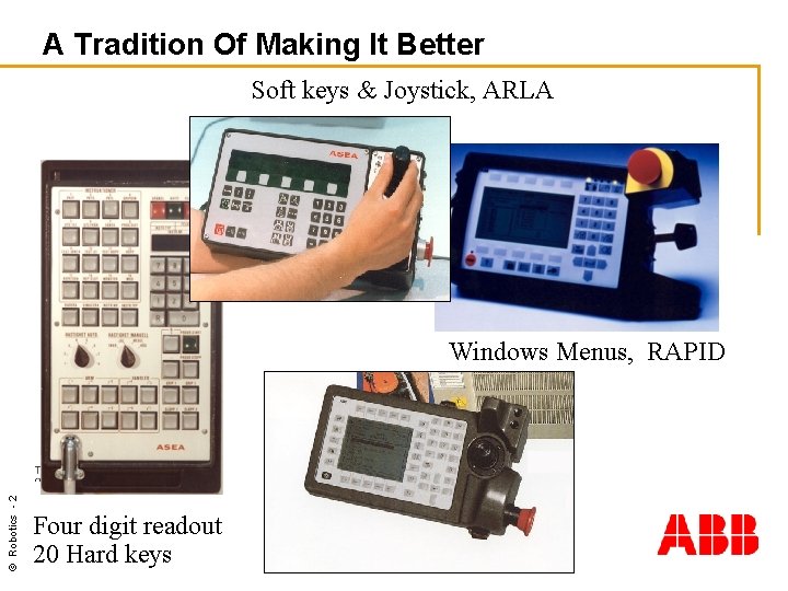 A Tradition Of Making It Better Soft keys & Joystick, ARLA © Robotics -