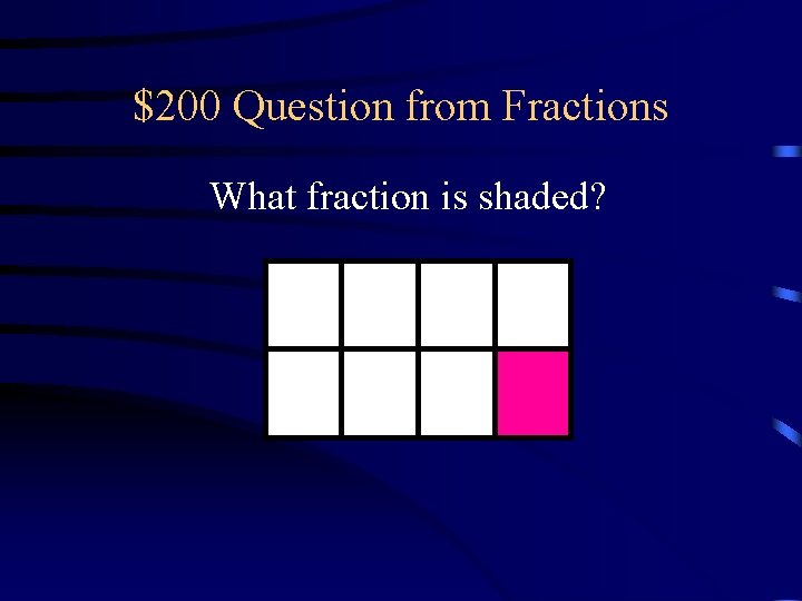 $200 Question from Fractions What fraction is shaded? 