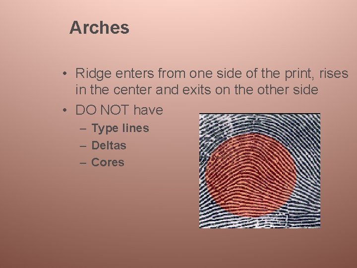 Arches • Ridge enters from one side of the print, rises in the center