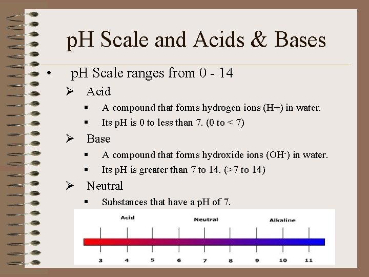 p. H Scale and Acids & Bases • p. H Scale ranges from 0