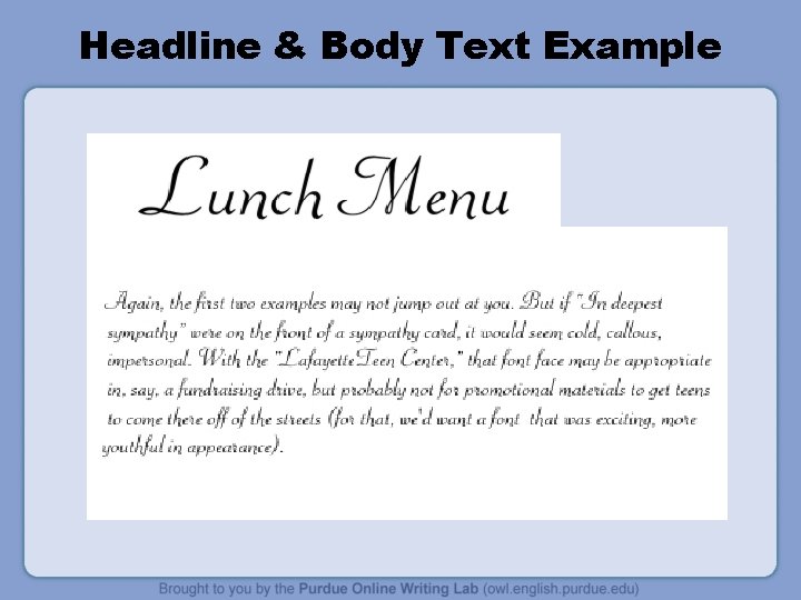 Headline & Body Text Example 