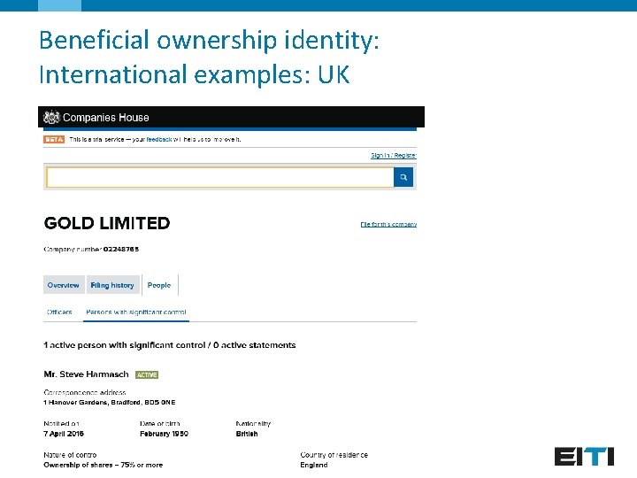 Beneficial ownership identity: International examples: UK 
