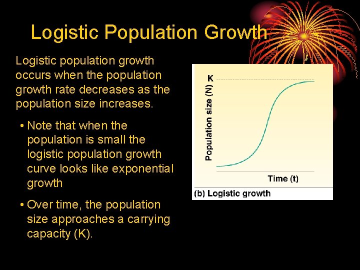 Logistic Population Growth Logistic population growth occurs when the population growth rate decreases as
