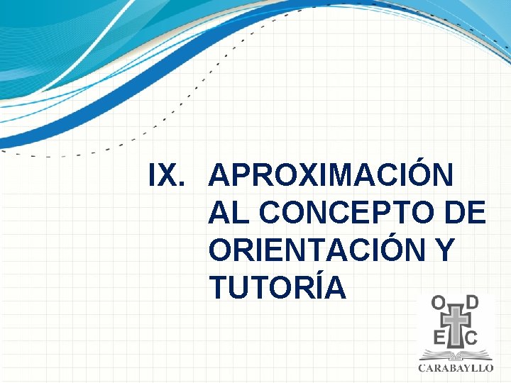 IX. APROXIMACIÓN AL CONCEPTO DE ORIENTACIÓN Y TUTORÍA 