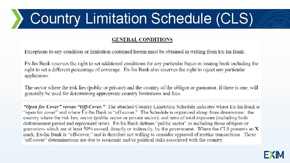 Country Limitation Schedule (CLS) 
