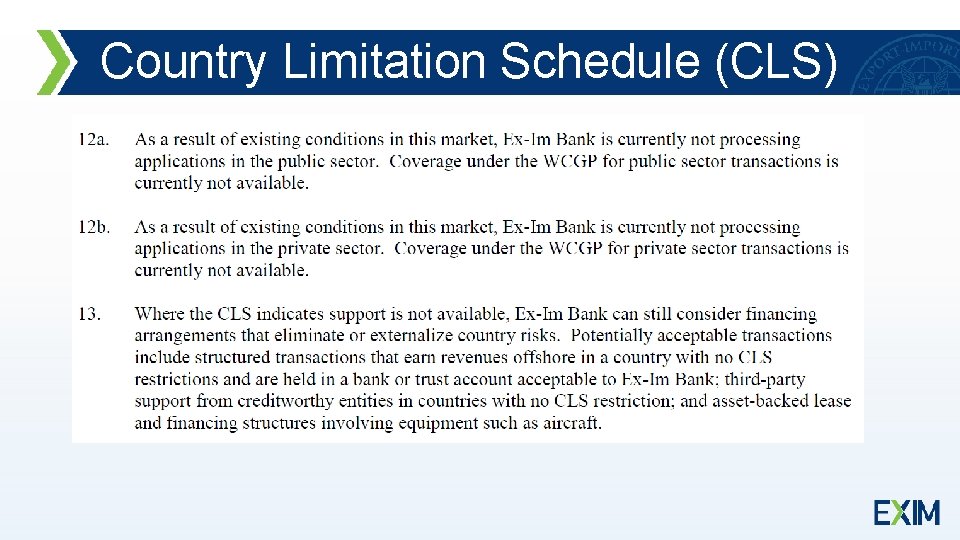 Country Limitation Schedule (CLS) 
