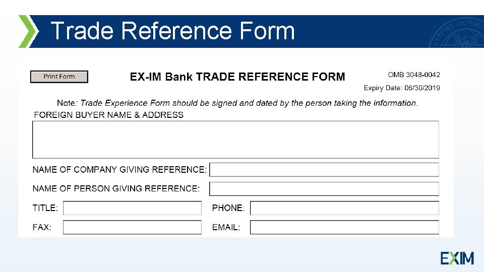 Trade Reference Form 