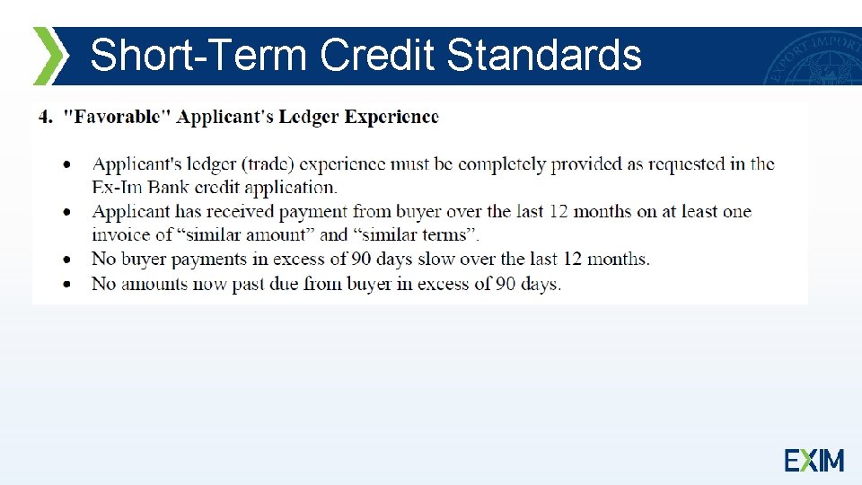 Short-Term Credit Standards 