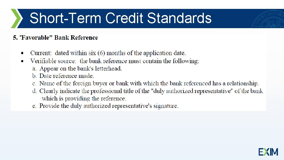 Short-Term Credit Standards 