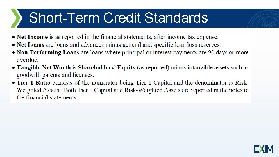 Short-Term Credit Standards 