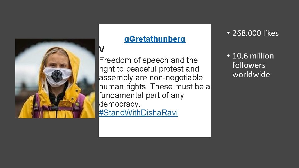 g. Gretathunberg Snap, caption and upload— V Freedom of speech and the right to