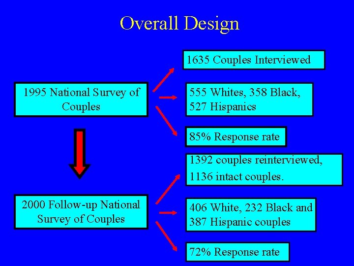 Overall Design 1635 Couples Interviewed 1995 National Survey of Couples 555 Whites, 358 Black,
