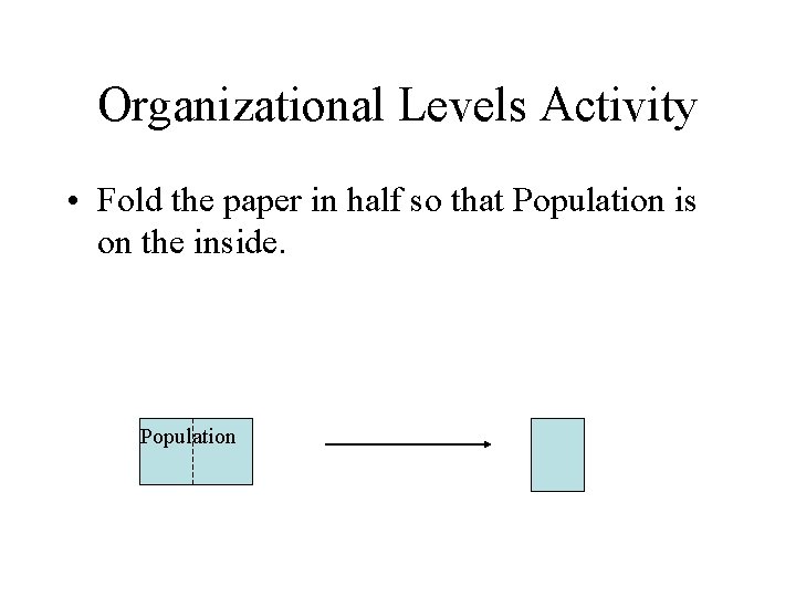 Organizational Levels Activity • Fold the paper in half so that Population is on