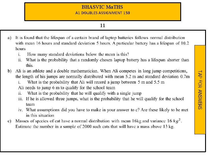 BHASVIC MαTHS A 1 DOUBLES ASSIGNMENT 15 B 11 