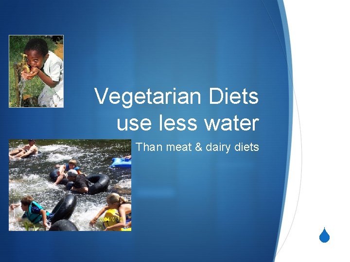 Vegetarian Diets use less water Than meat & dairy diets 