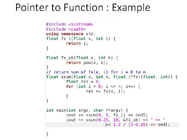 Pointer to Function : Example 31 