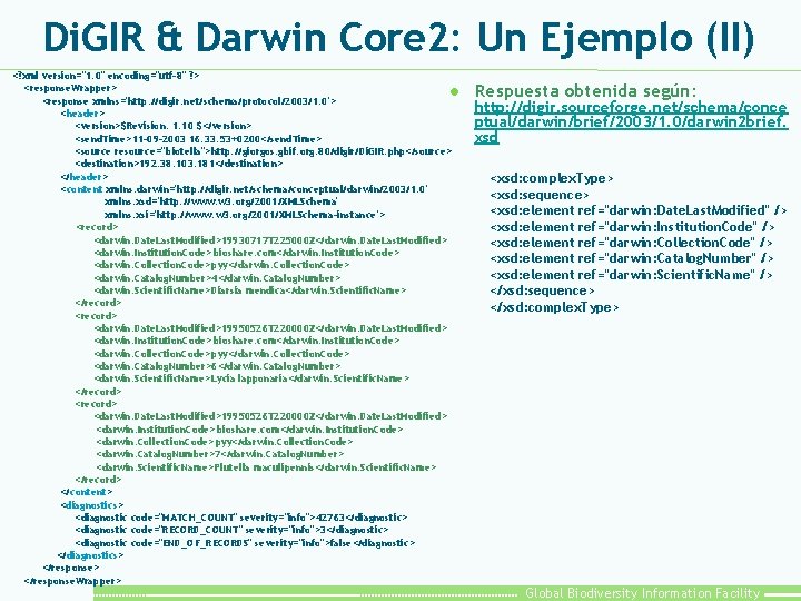 Di. GIR & Darwin Core 2: Un Ejemplo (II) <? xml version="1. 0" encoding="utf-8"