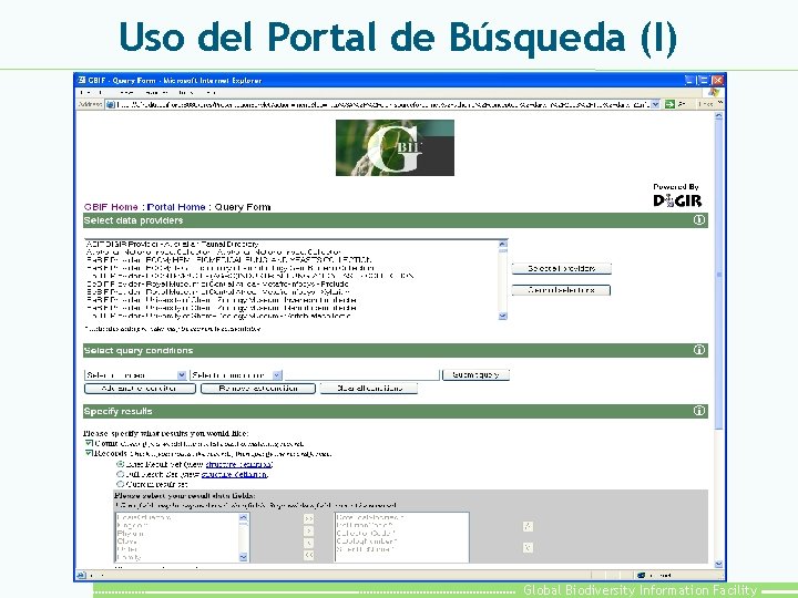 Uso del Portal de Búsqueda (I) Global Biodiversity Information Facility 